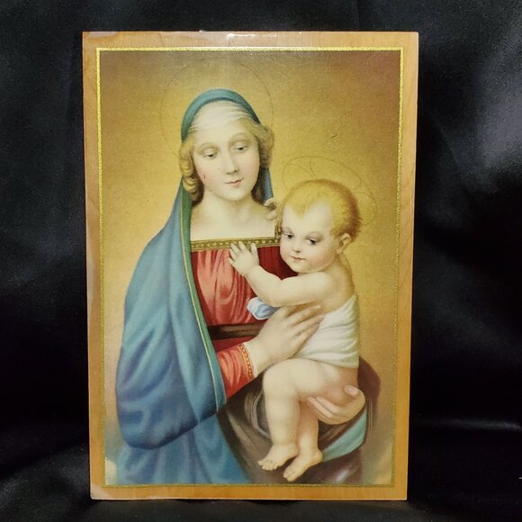 VTG Madonna del Granduca & Child by Raffaello Sanzio Religious Wood Icon *READ* - Picture 13 of 13